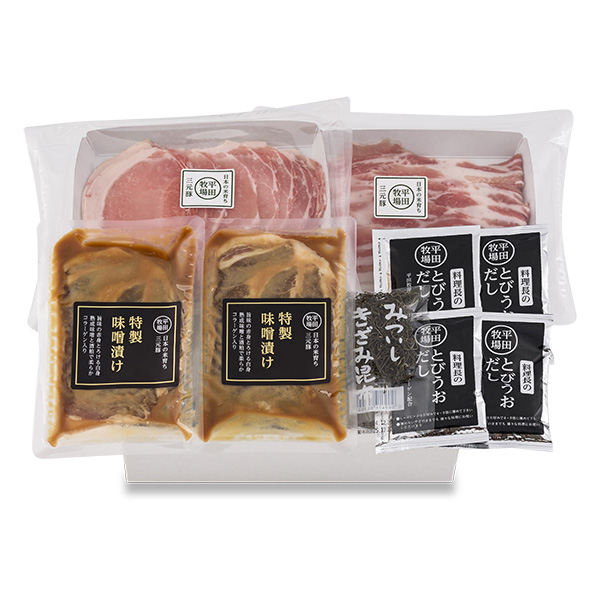 【33252】日本の米育ち三元豚ロース・バラ豚しゃぶ・味噌漬けギフトJH25-2[冷凍便]