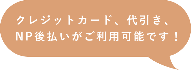 クレジットカード、代引き、NP後払いがご利用可能です！